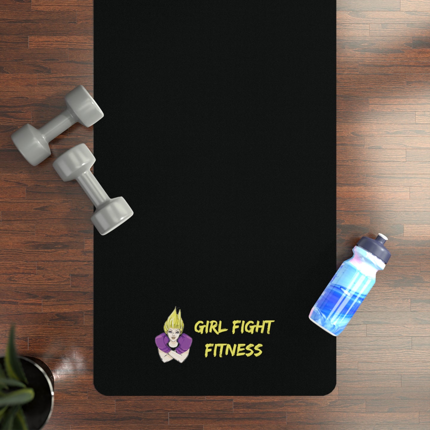 I FIGHT LIKE A GIRL Rubber Yoga Mat - Black