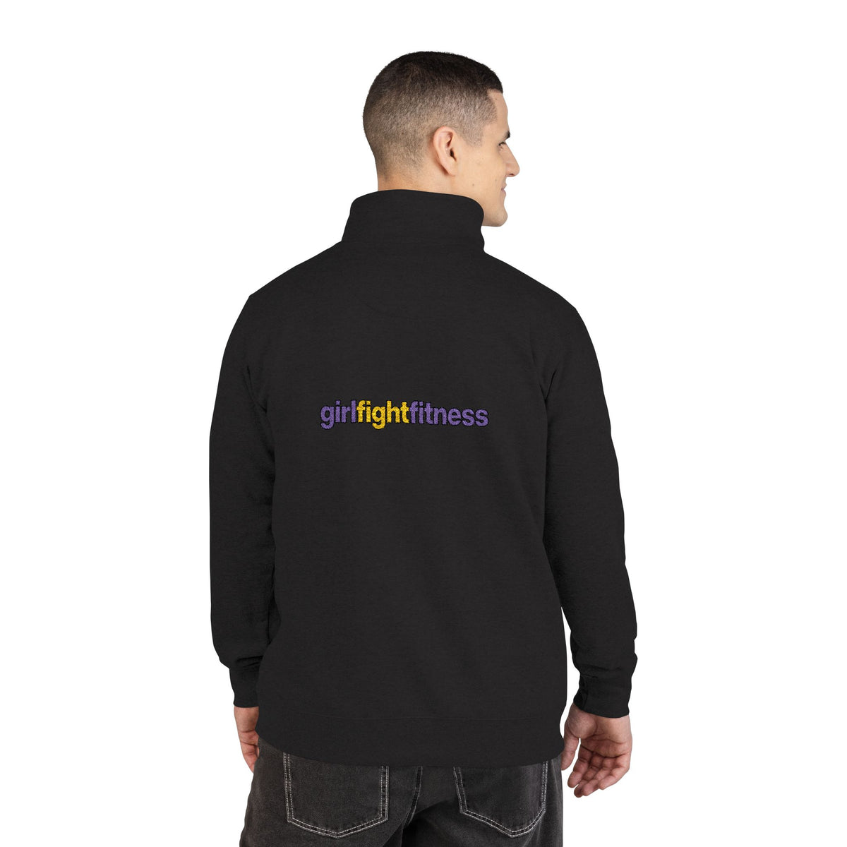 Embroidered 'Girl Fight Fitness' Fleece Pullover - Unisex Fit