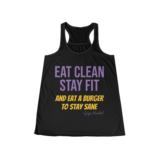 Eat Clean Stay Fit Women's Flowy Racerback Tank