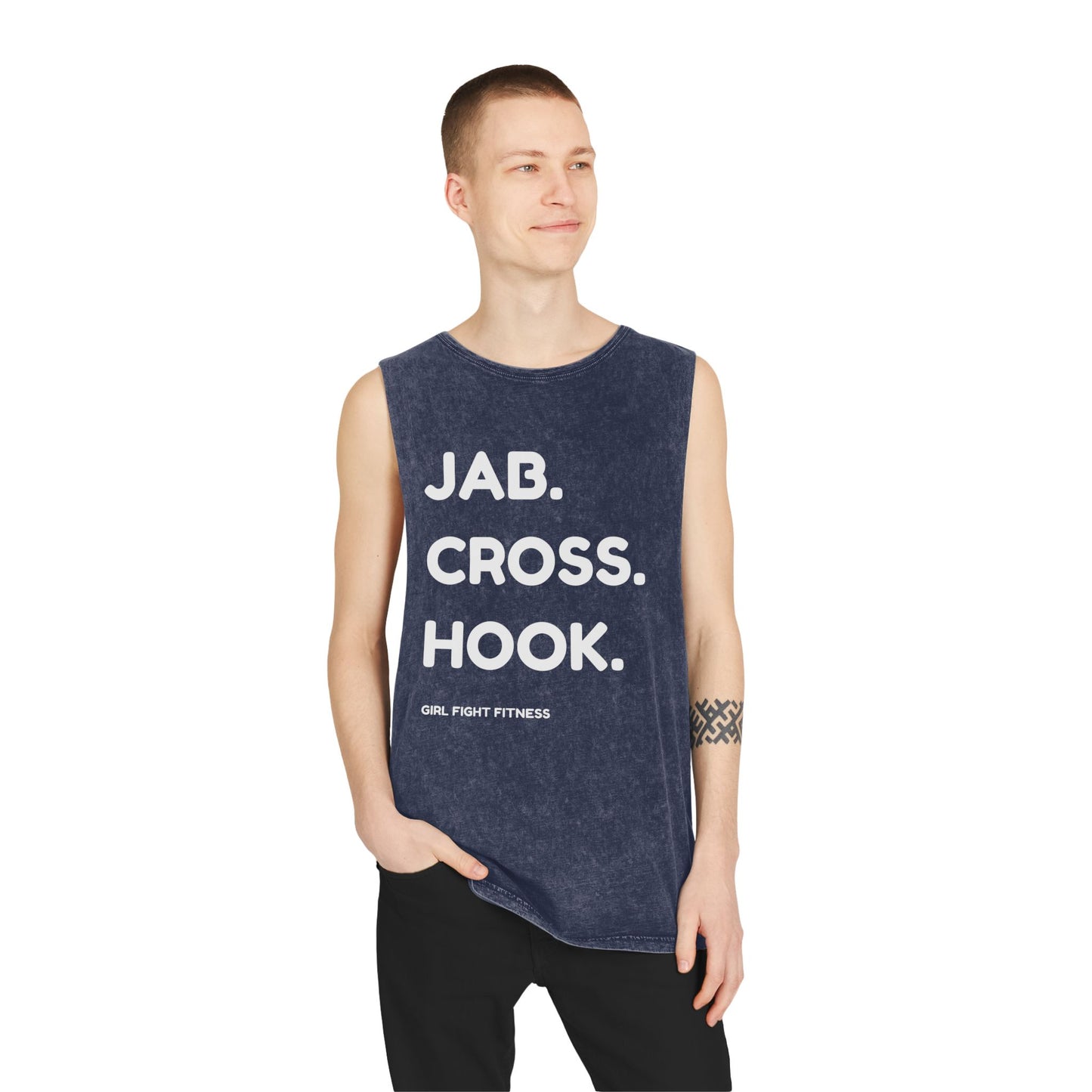 JAB CROSS HOOK - Unisex Stonewash Tank Top