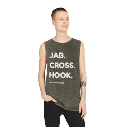 JAB CROSS HOOK - Unisex Stonewash Tank Top