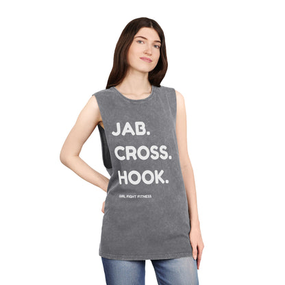 JAB CROSS HOOK - Unisex Stonewash Tank Top