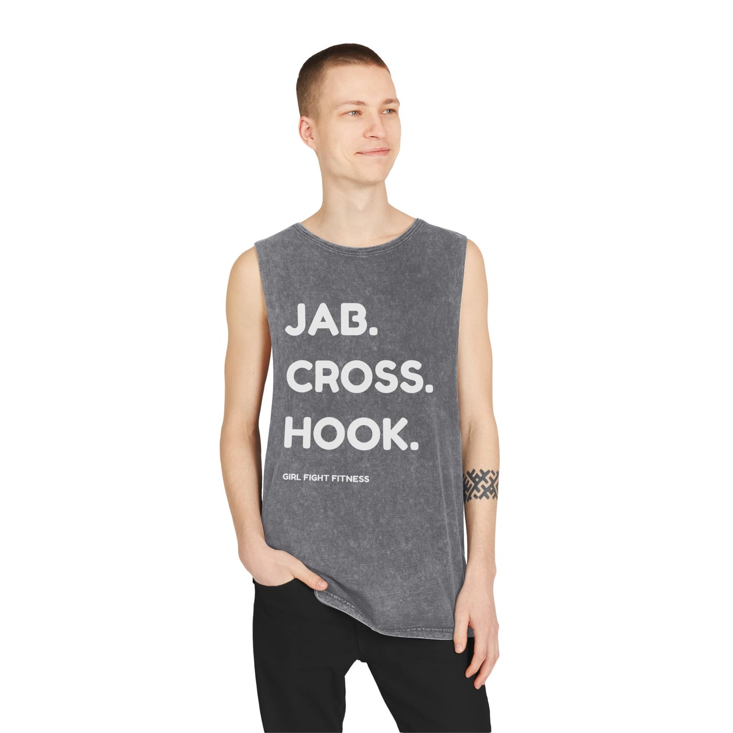 JAB CROSS HOOK - Unisex Stonewash Tank Top