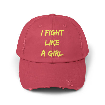 I Fight Like a Girl Unisex Distressed Cap