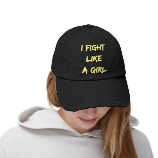 I Fight Like a Girl Unisex Distressed Cap