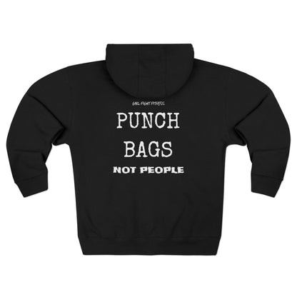 "Punch Bags Not People" Unisex Zip-Up Hoodie