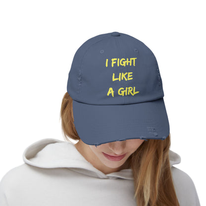 I Fight Like a Girl Unisex Distressed Cap
