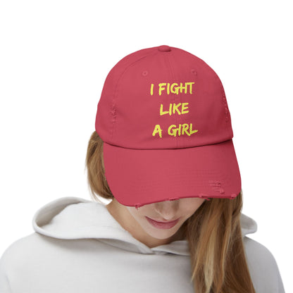I Fight Like a Girl Unisex Distressed Cap