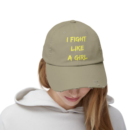 I Fight Like a Girl Unisex Distressed Cap