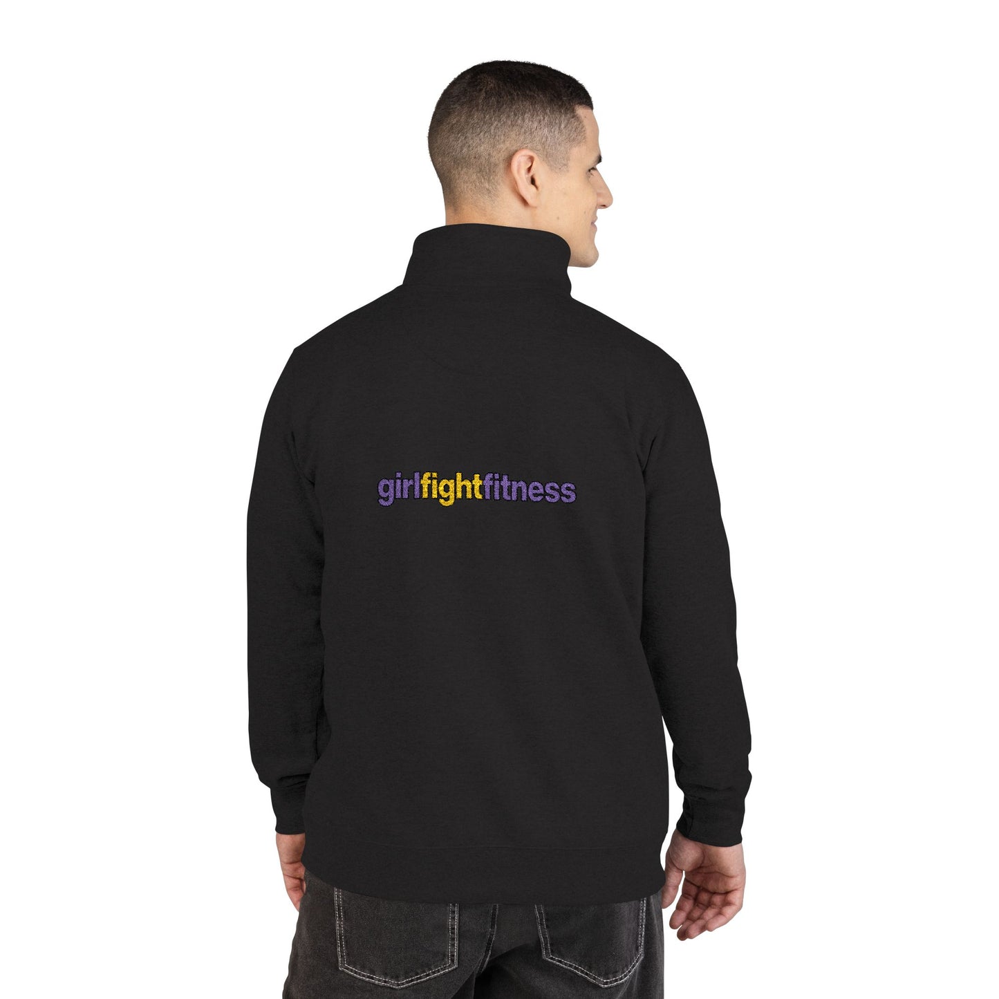 Embroidered 'Girl Fight Fitness' Fleece Pullover - Unisex Fit